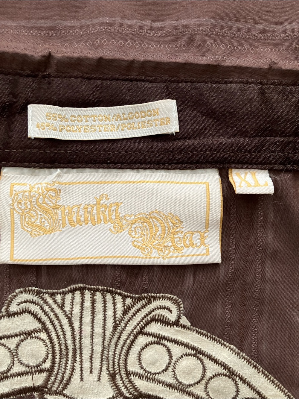 Franky Max XL Embellished Embroidered Western Rockabilly Shirt Chocolate Brown - Picture 5 of 16